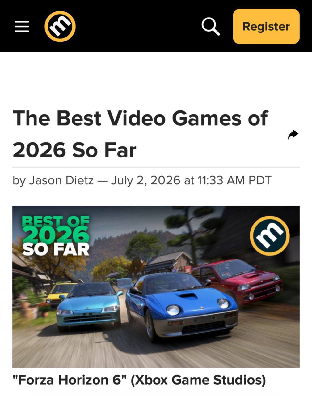 Логотип Metacritic на фоне списка лучших игр