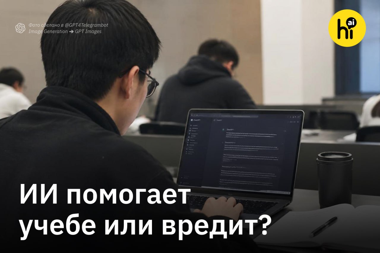 Школьник за компьютером с искусственным интеллектом