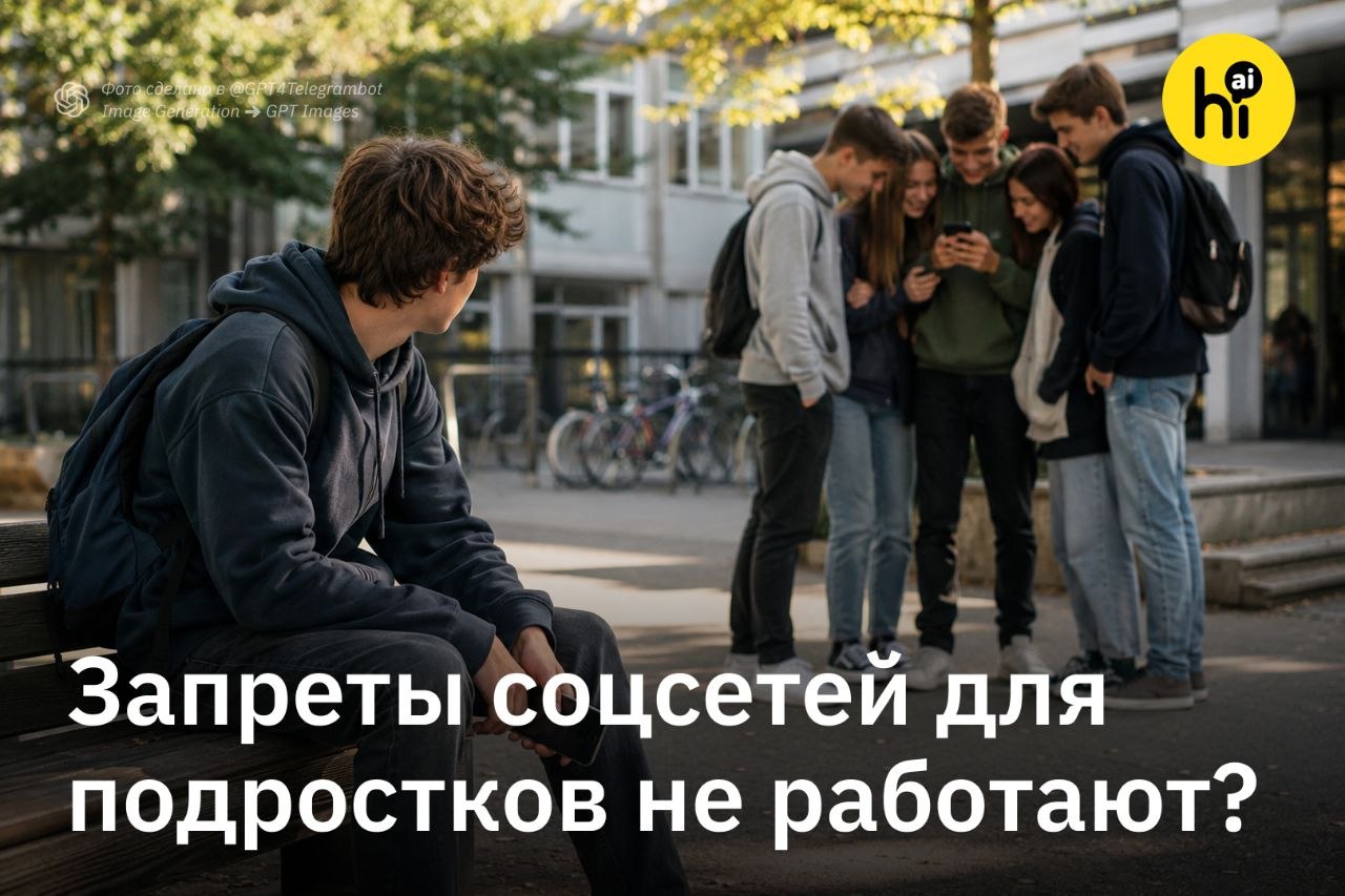 Подросток смотрит в телефон в обход запрета соцсетей