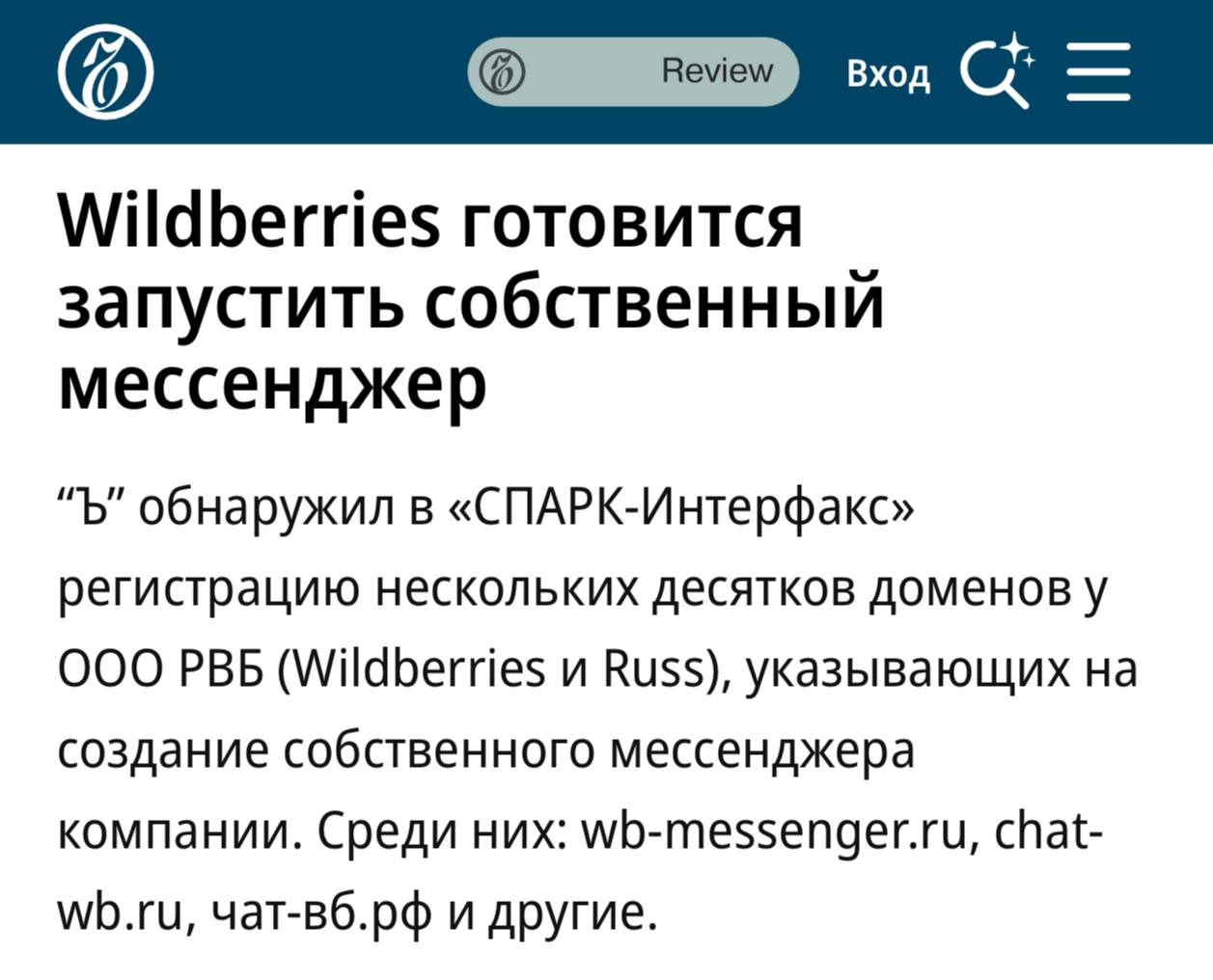 Логотип Wildberries на фоне интерфейса чата