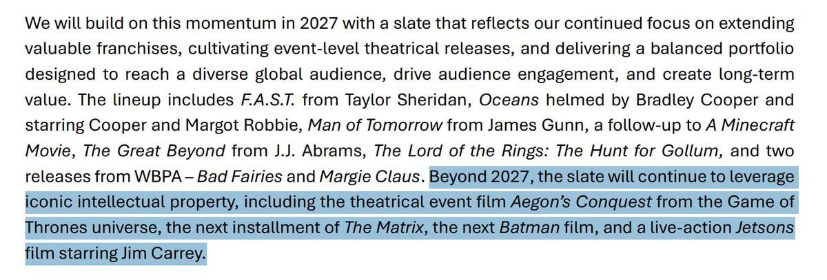 Пятая Матрица в разработке Warner Bros