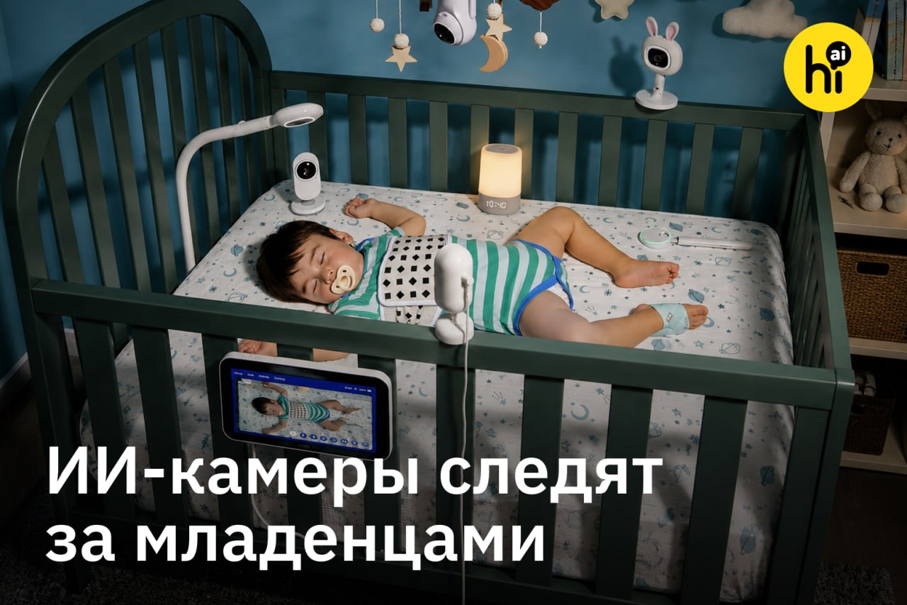 Умная камера Nanit наблюдает за спящим младенцем в кроватке