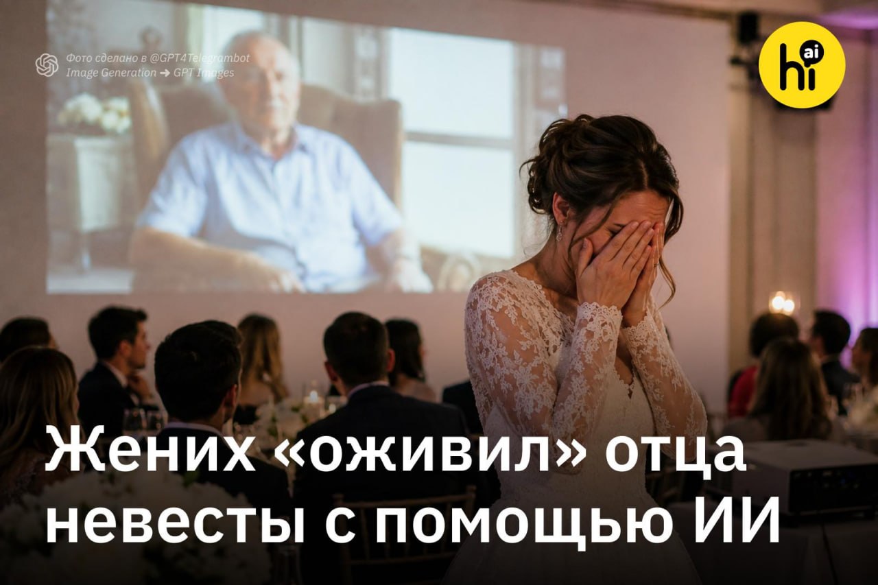 Цифровой аватар умершего отца на свадебном экране