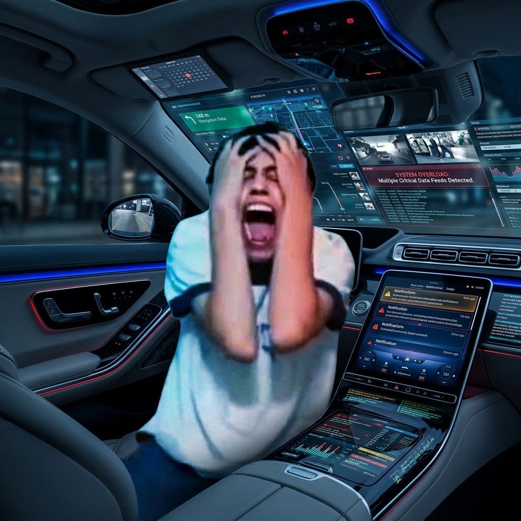 Современный салон BMW с сенсорными экранами и без физических кнопок