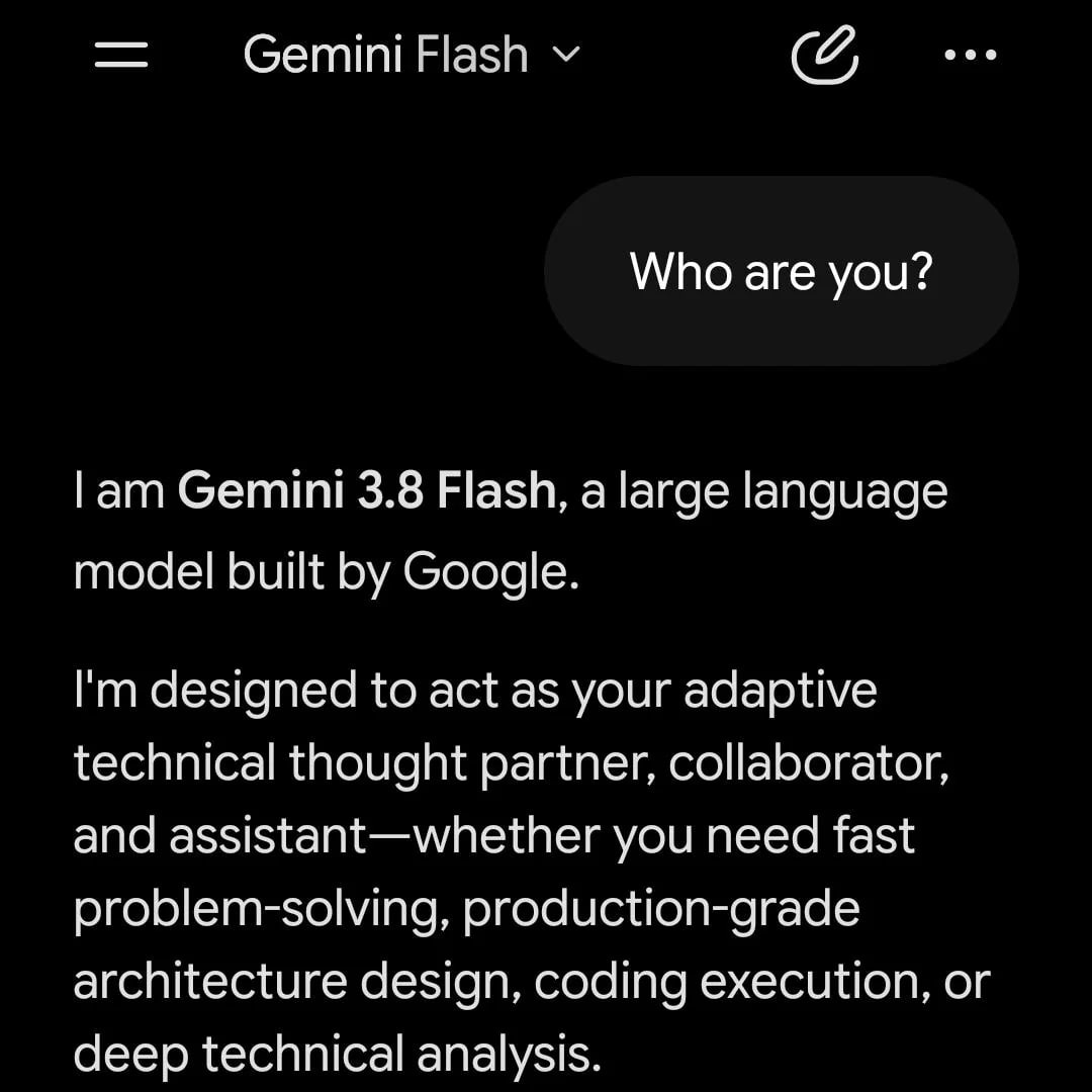 Интерфейс Gemini 3.8 Flash с примером запроса