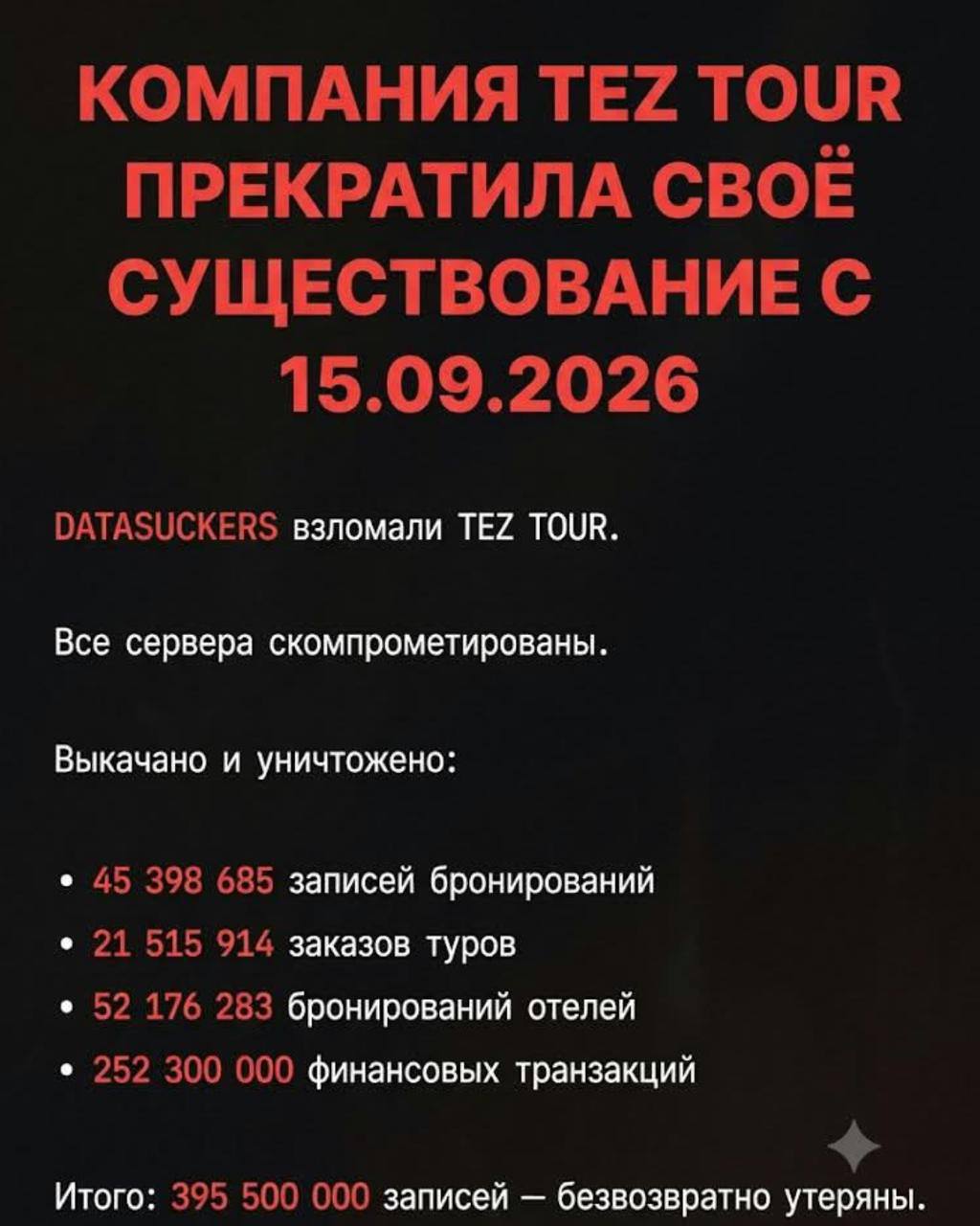 Хакерская атака на сайт Tez Tour