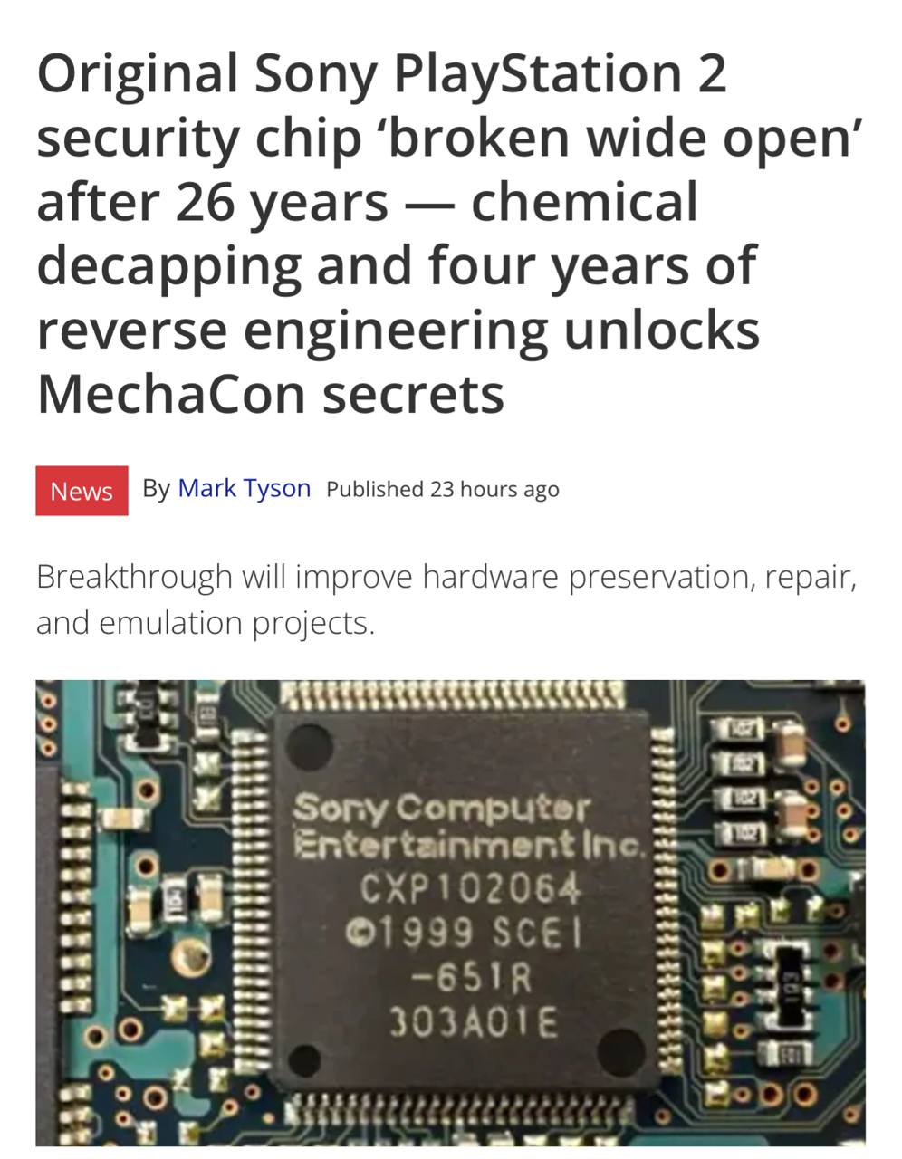 Взломанный чип MechaCon от PlayStation 2