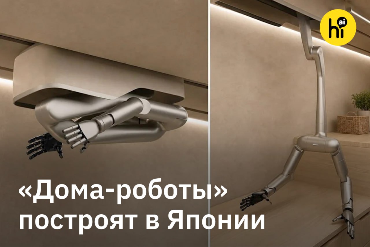 Роботизированные руки на потолочных рельсах в умном доме