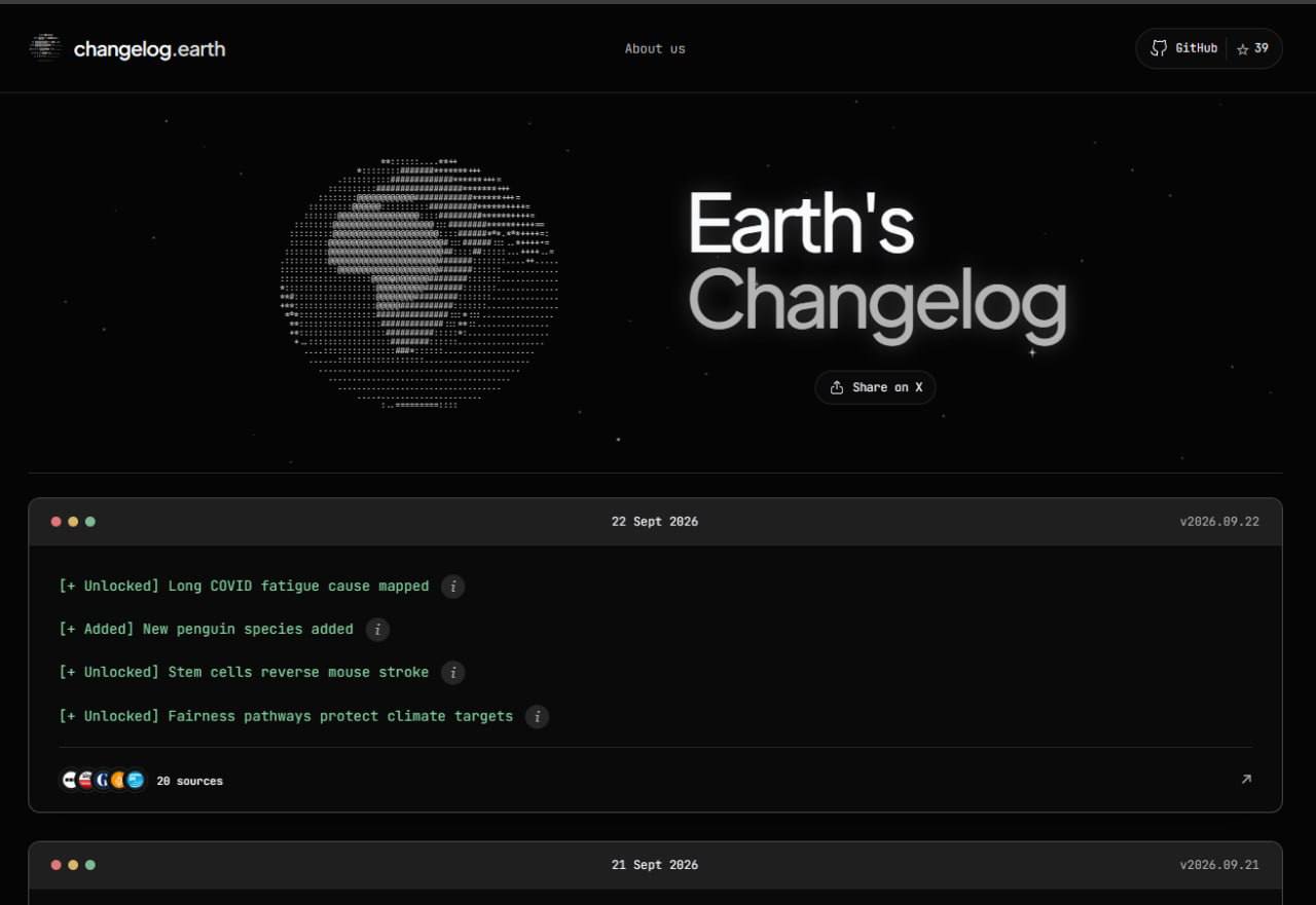 Earth's Changelog: патчноуты для Земли в реальном времени