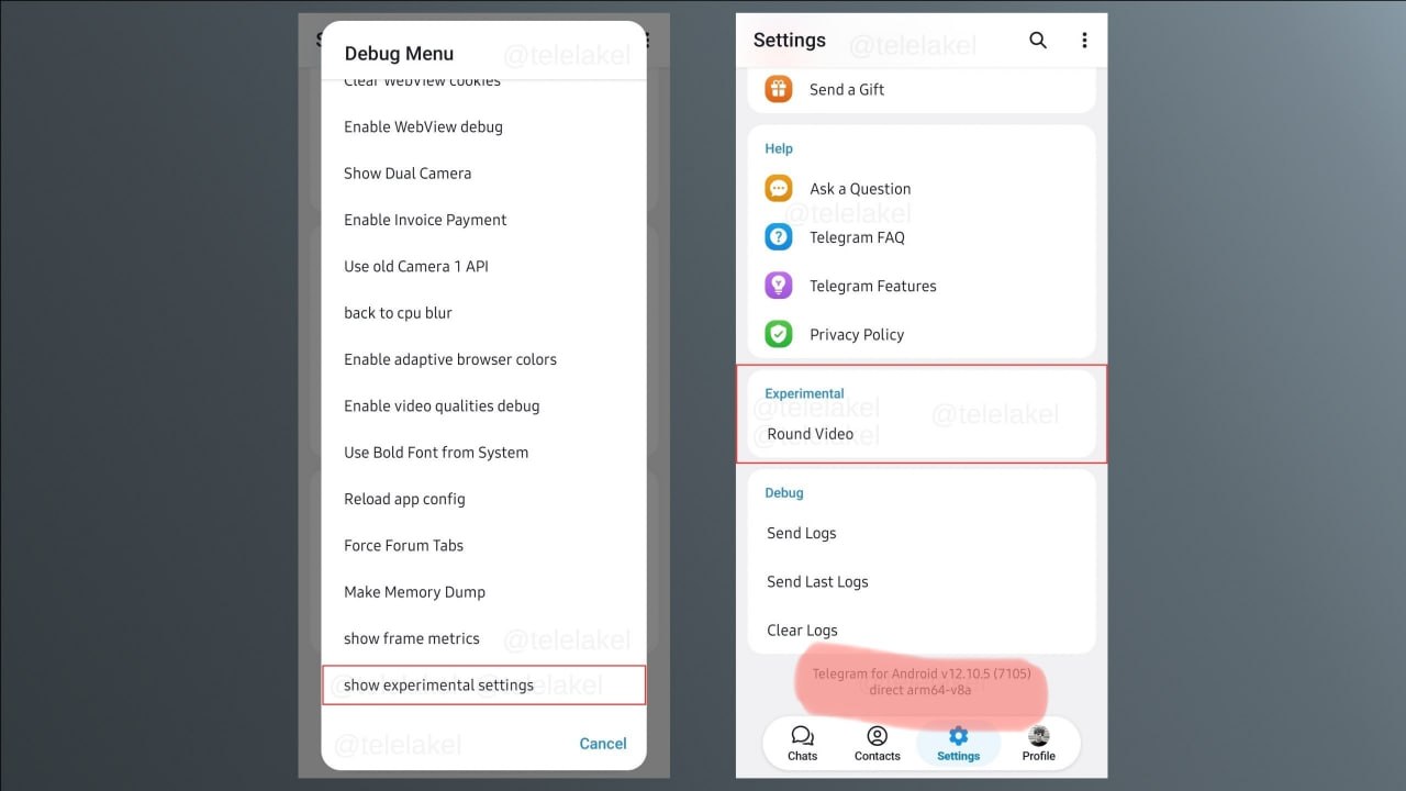 Скрытые настройки кружков в Telegram на Android