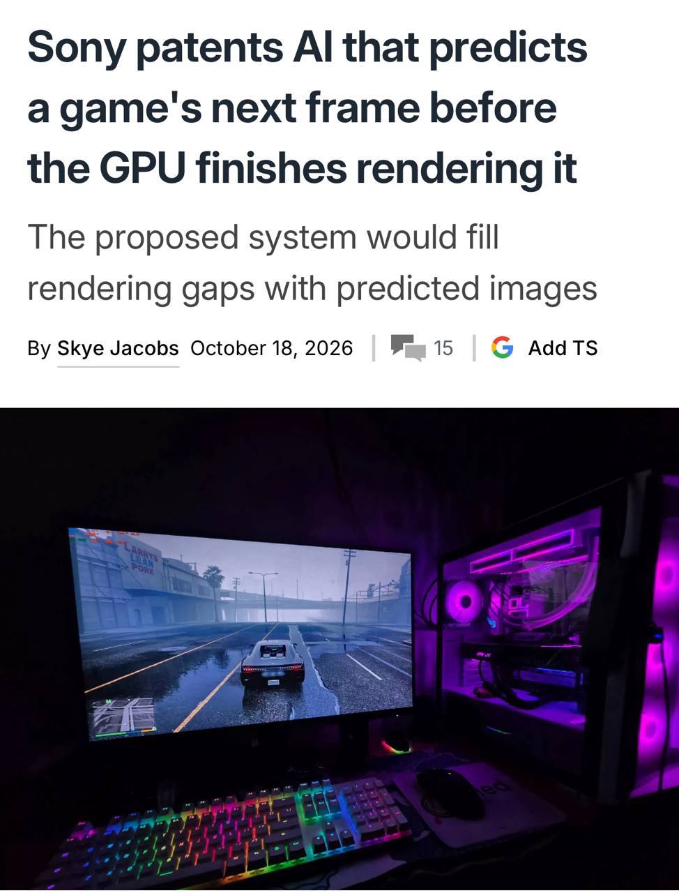 Нейросеть Sony предсказывает игровой кадр до рендера